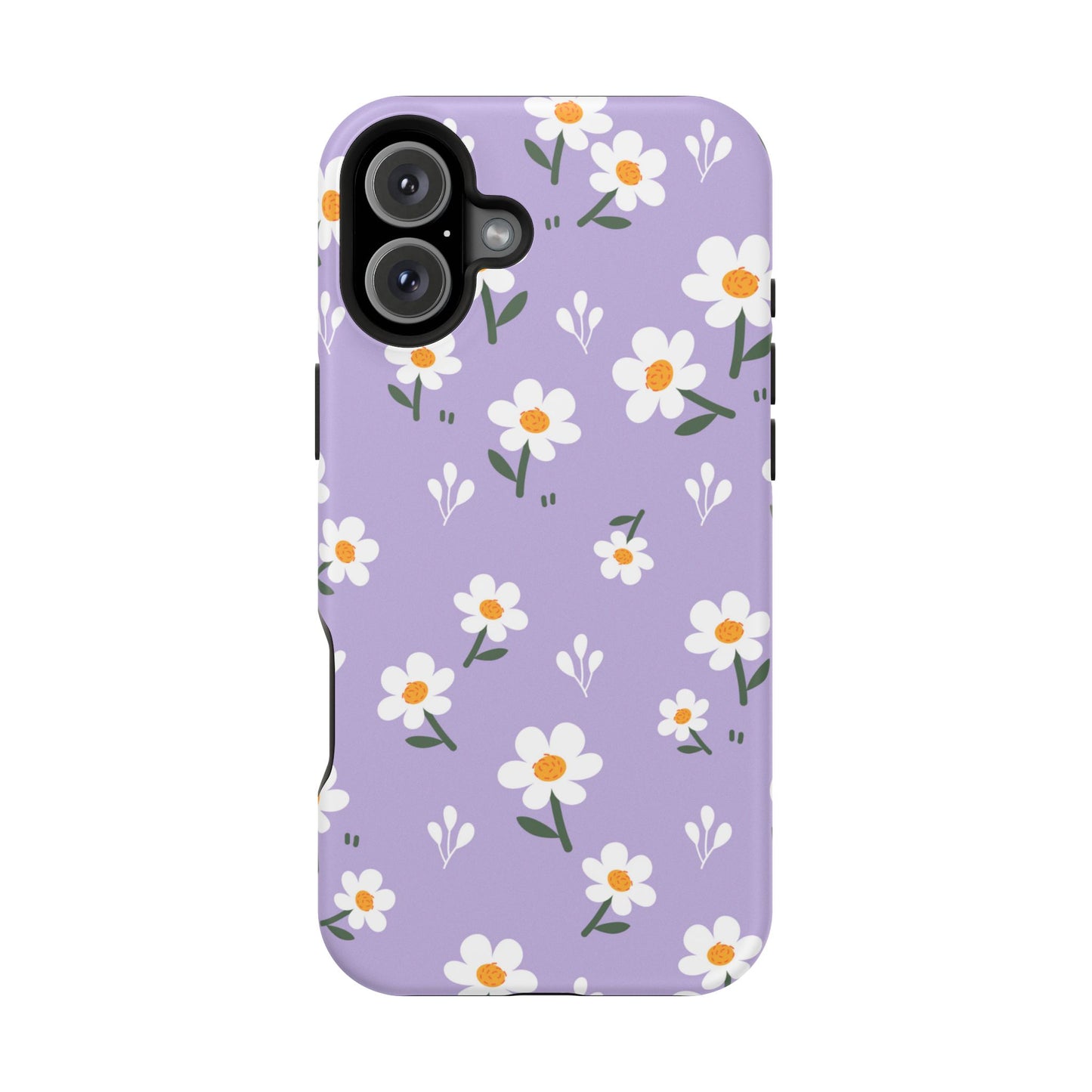 Purple Daisy Garden MagSafe  iPhone Case – Soft Lavender Background, Shockproof Protection with Slim Fit