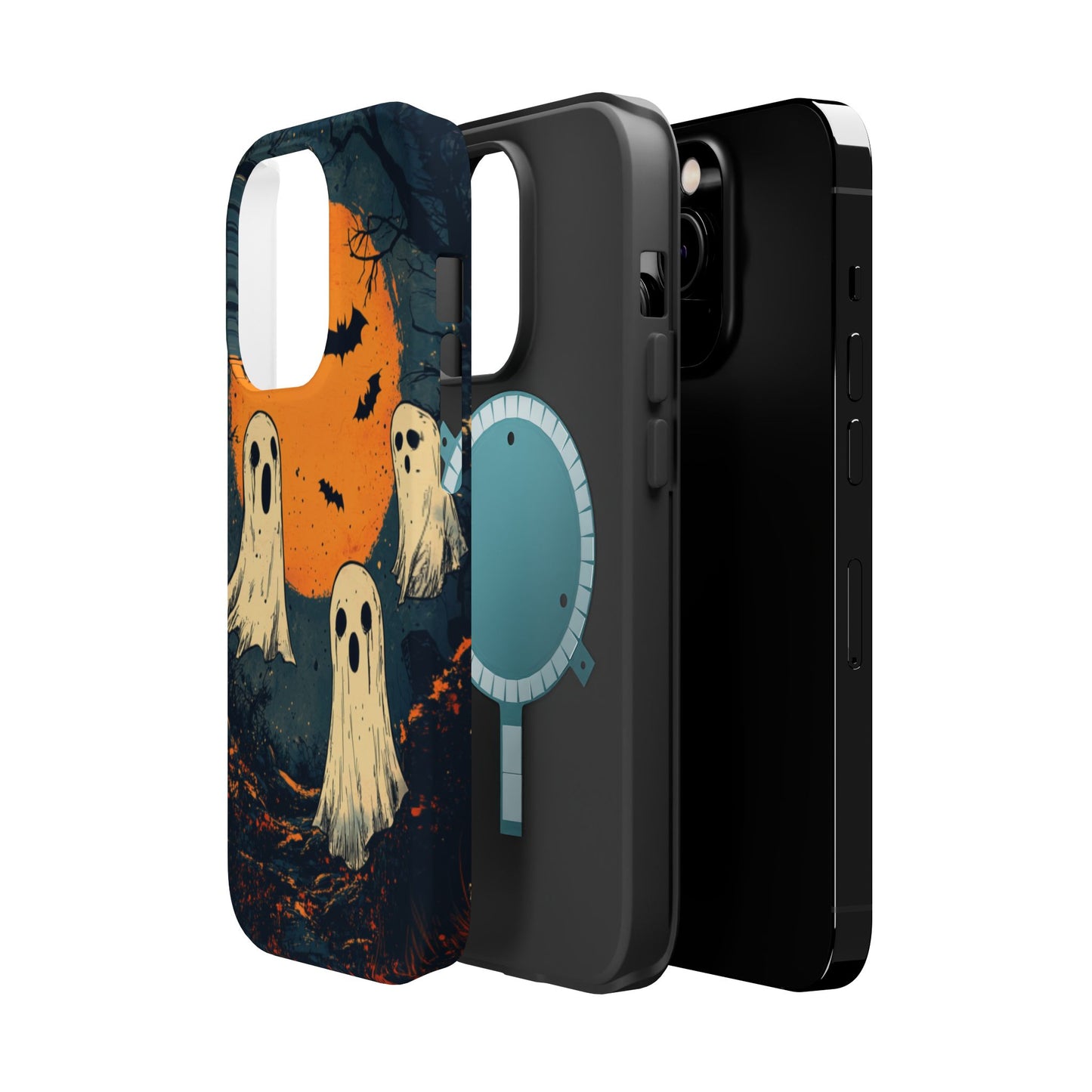 Haunted Ghosts & Full Moon MagSafe iPhone Case – Spooky Halloween Design