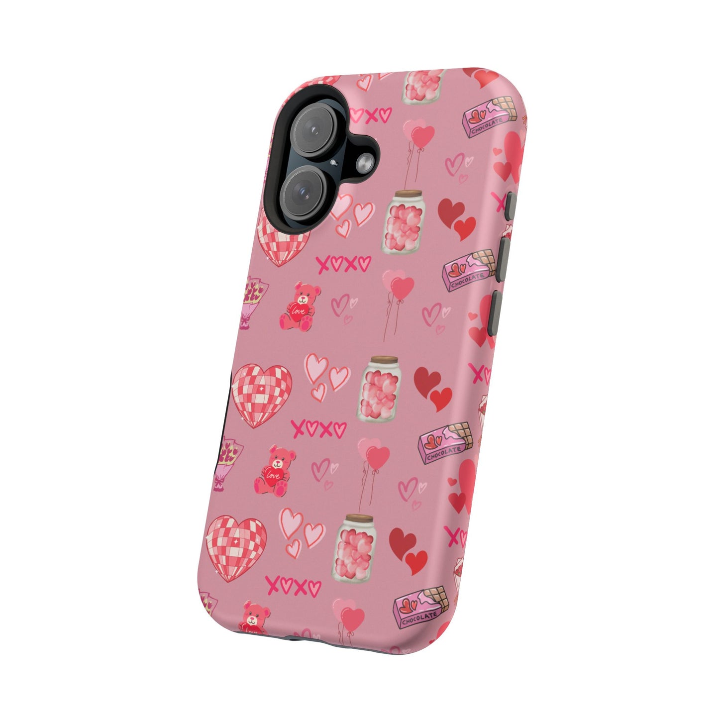 Pink Valentine Love Collage – MagSafe-Compatible iPhone Case