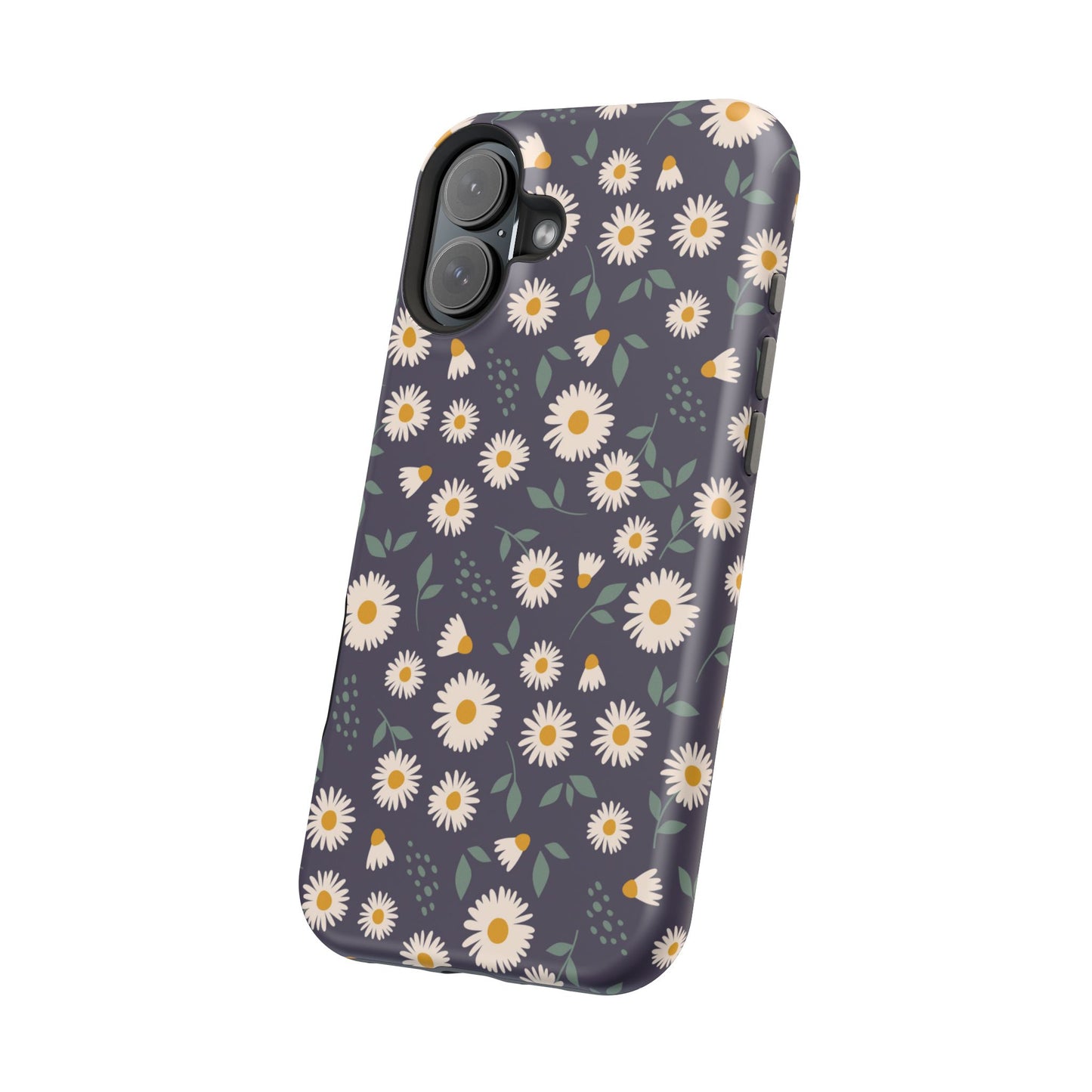 Midnight Daisy MagSafe iPhone Case – Dark Navy Floral Design, Slim and Protective