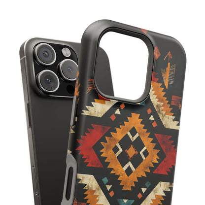 Southwestern Tribal Diamond Tough MagSafe iPhone Case – Bold Geometric Pattern, Dual-Layer Protection