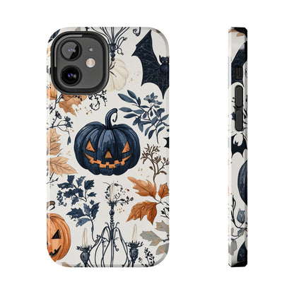 Vintage Halloween iPhone Case – Dark Jack-o'-Lanterns, Bats, and Autumn Leaves Design