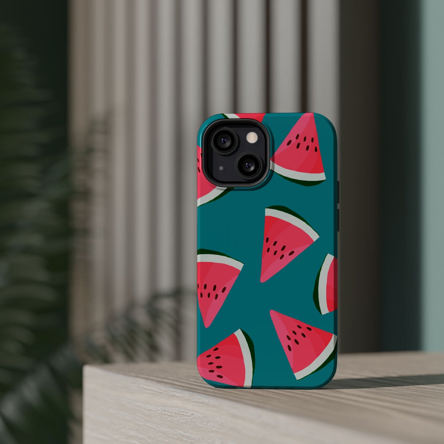 Watermelon Bliss MagSafe iPhone Case – Vibrant Summer Fruit Design on Teal Background