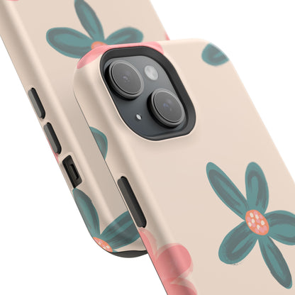 Vintage Floral Tough MagSafe iPhone Case – Soft Matte Finish with Dual-Layer Protection