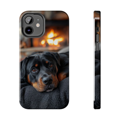 Warm Rottweiler by the Fireplace Samsung Galaxy Case – Rustic Charm for Dog Lovers