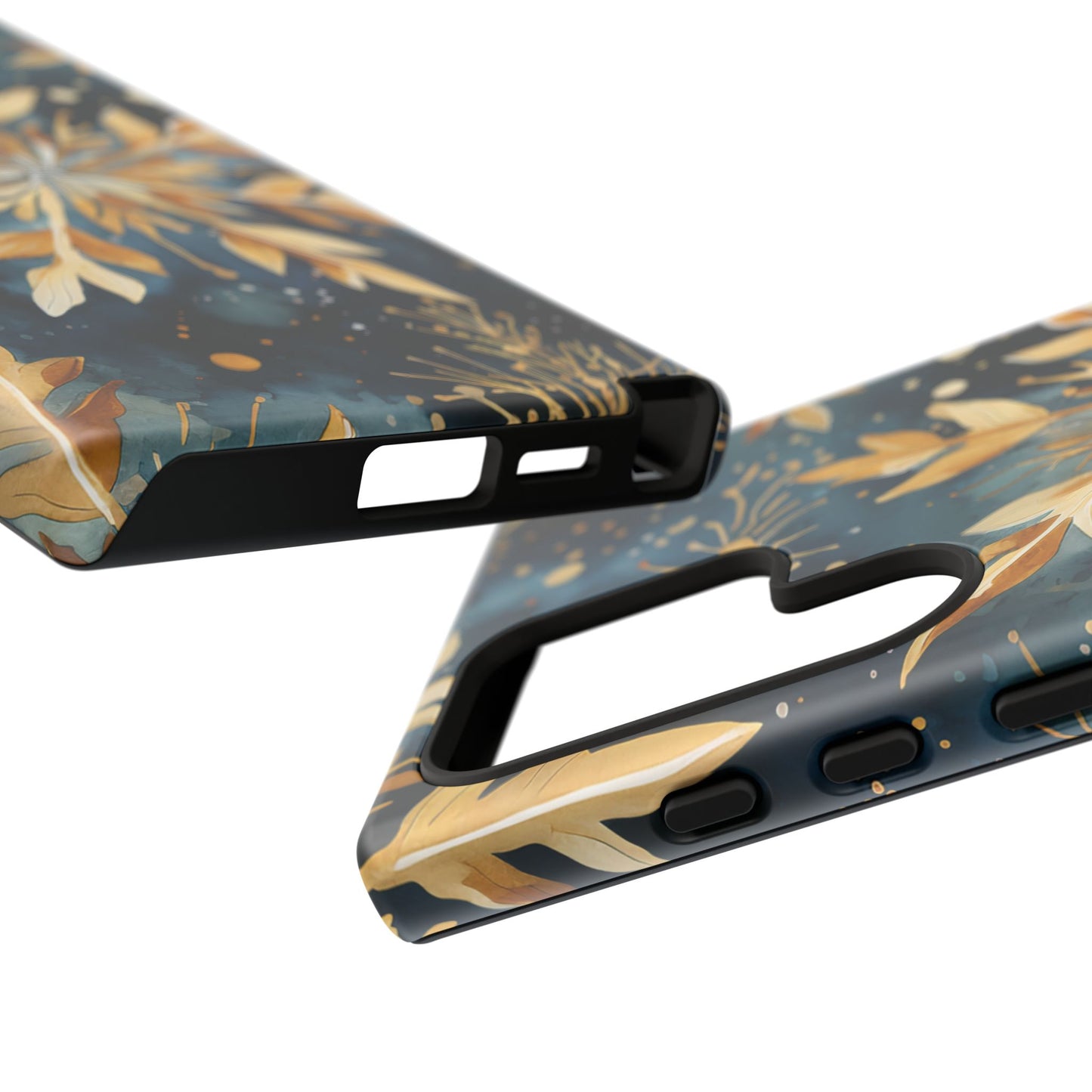 Gold Floral Snowflakes on Midnight Blue - Samsung Galaxy Series Case