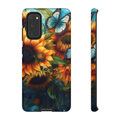 Aqua Blue Butterfly & Sunflower Art – Samsung Galaxy Case