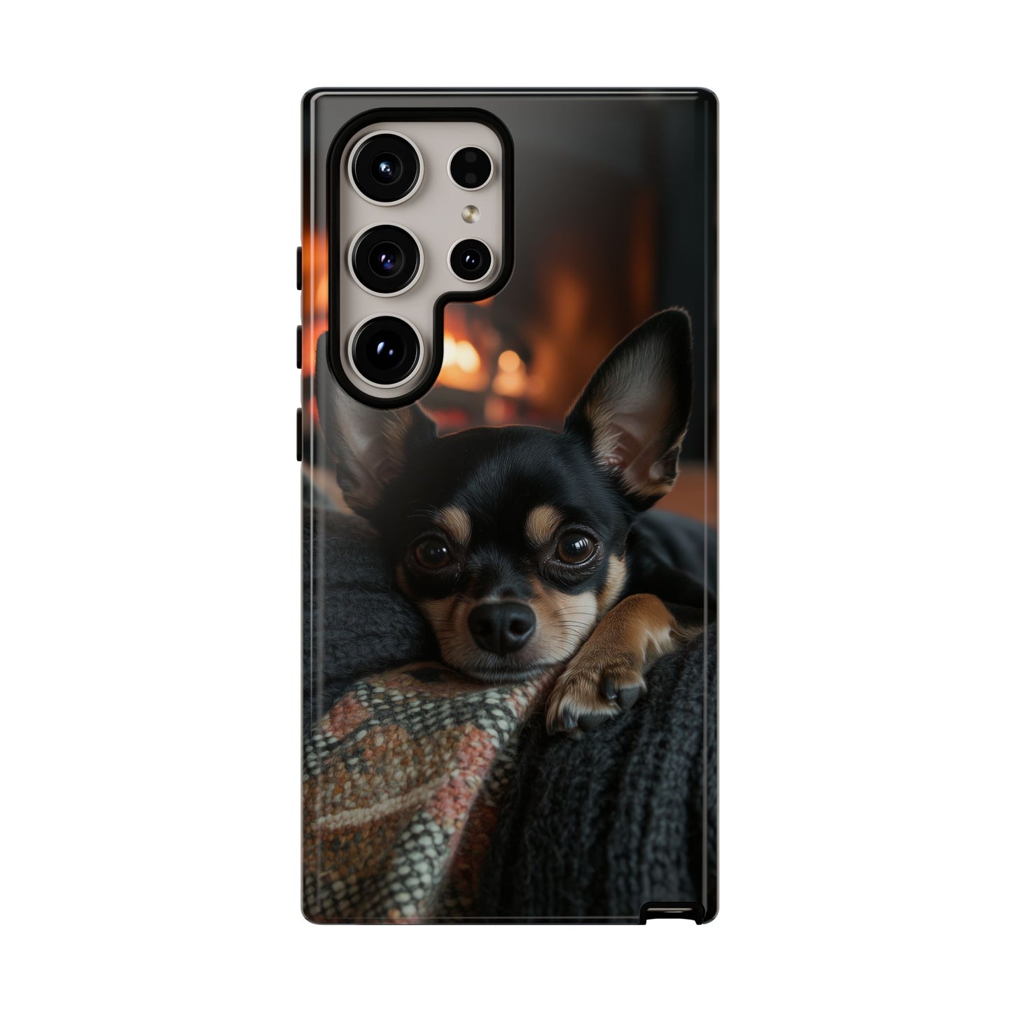 Cozy Chihuahua Fireplace Samsung Galaxy Case – Warm and Protective Design