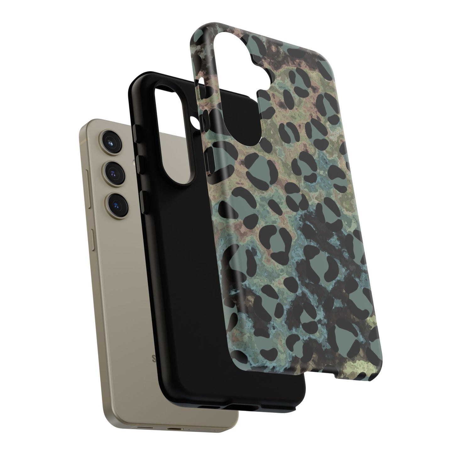 Moody Watercolor Leopard Print Tough Samsung Galaxy Case – Earthy Abstract Pattern with Dual-Layer Protection