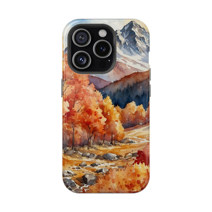 Watercolor Autumn Forest and Mountains - MagSafe iPhone Case