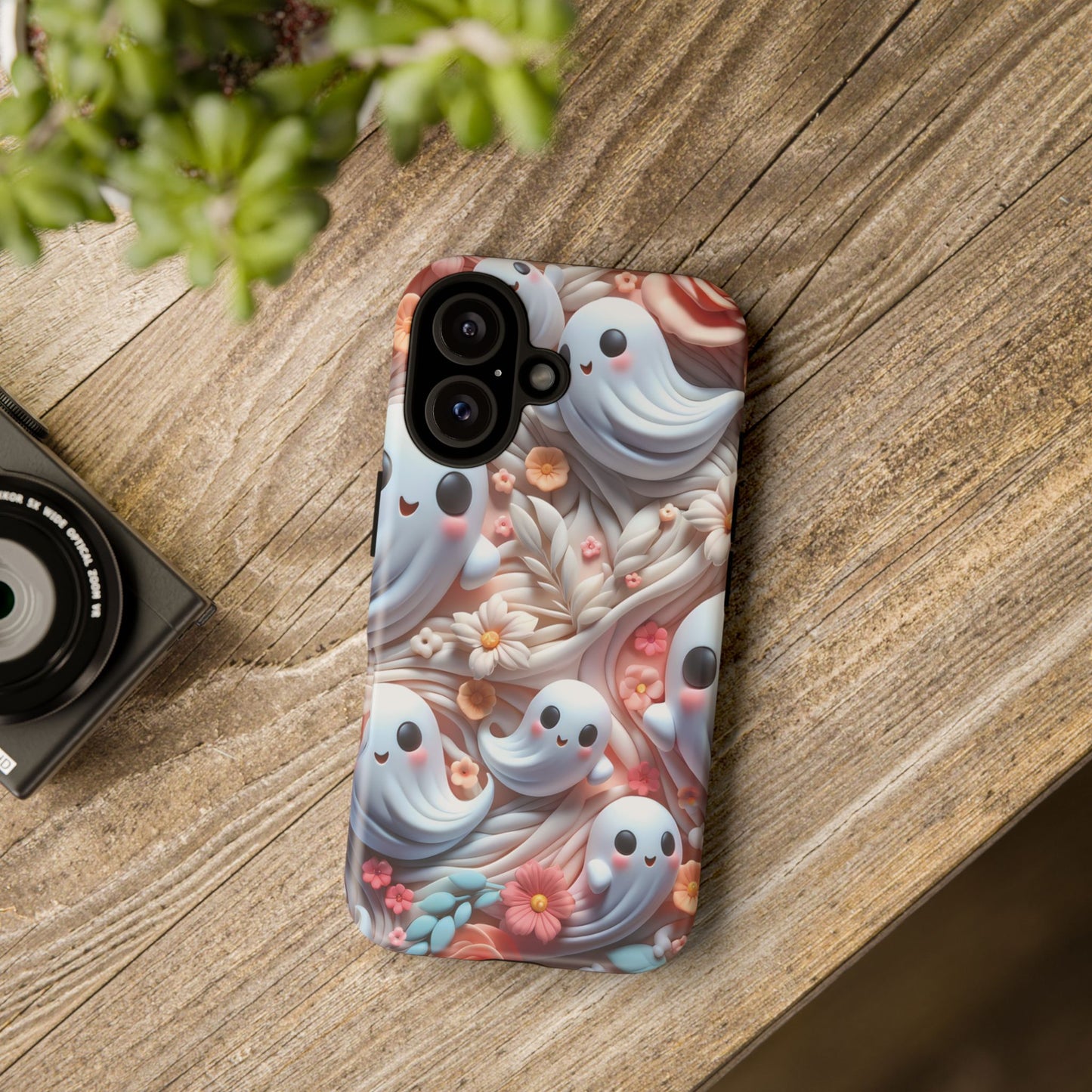 Clay Ghosts Phone Case - Whimsical Floral Protection