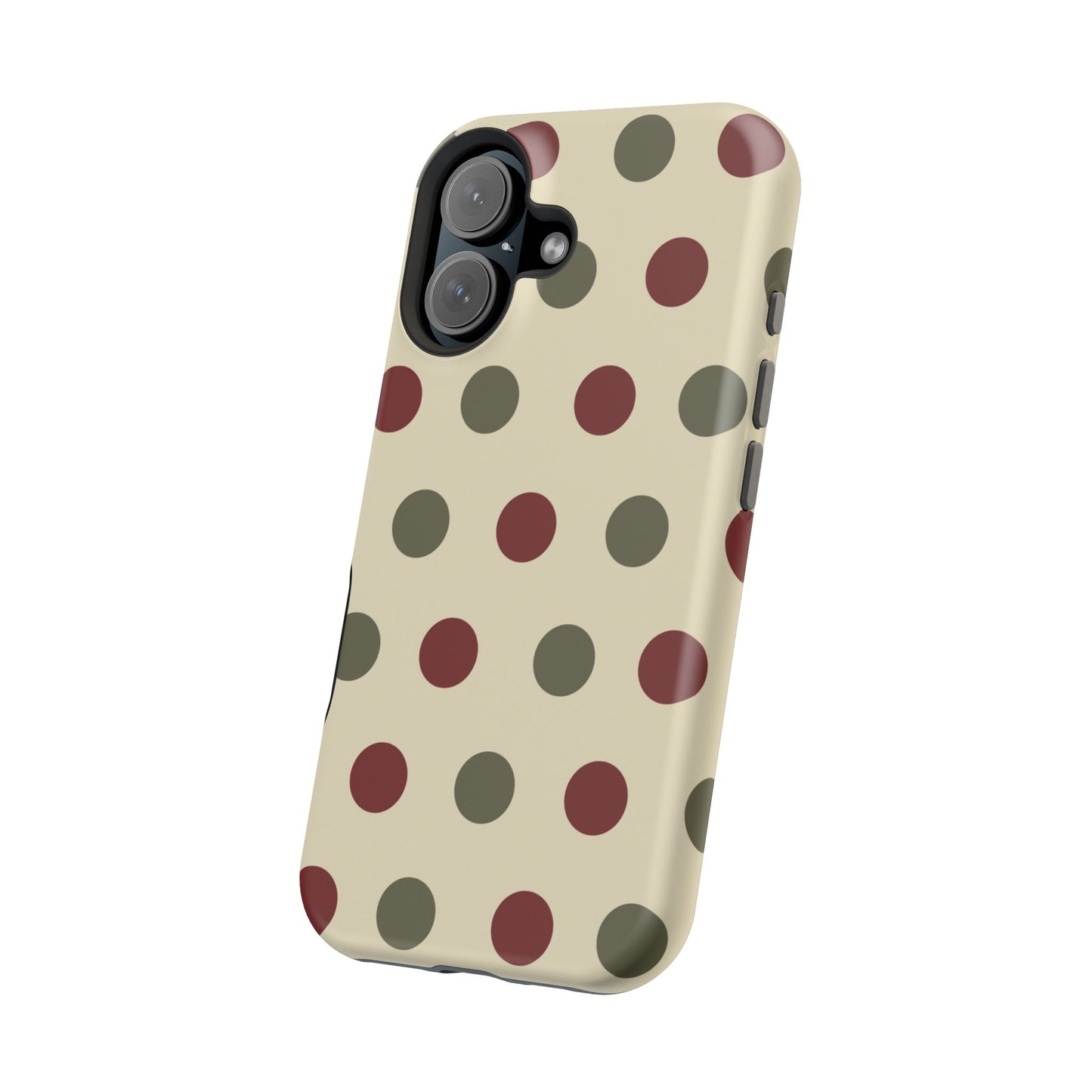 Red & Green Polka Dots on Cream – MagSafe iPhone Case