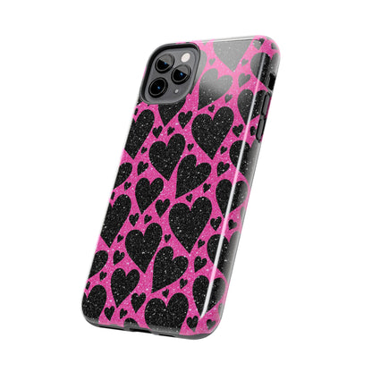 Pink Glitter Hearts iPhone Case