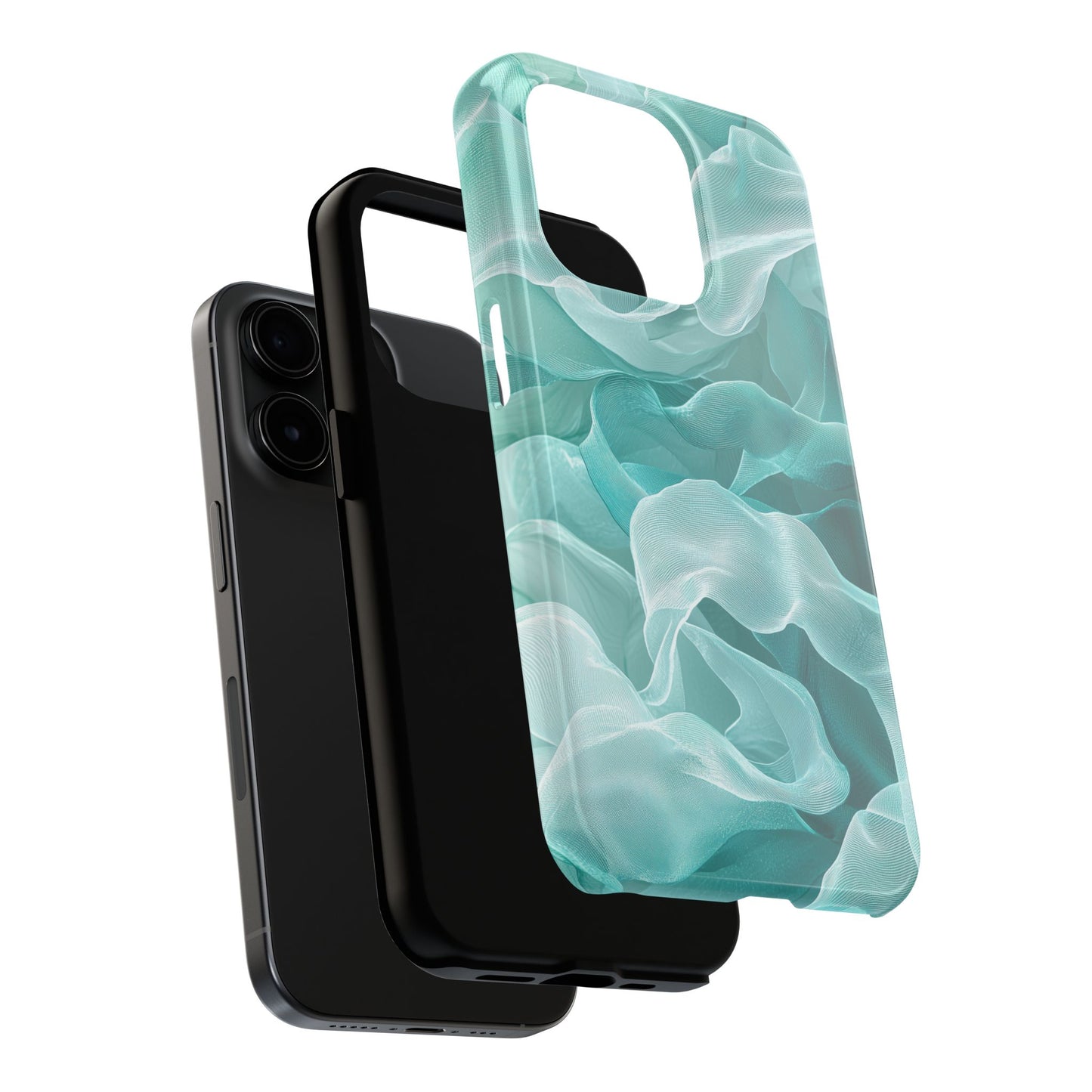 Elegant Flowing Teal Fabric iPhone Case – Soft Waves Design - BOGO Cases