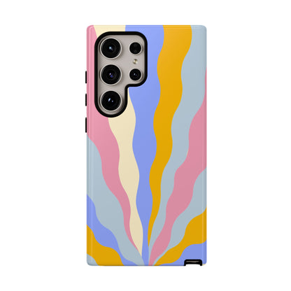 Pastel Radiance Samsung Galaxy Case – 70s-Inspired Dual-Layer Design with Wavy Sunburst Pattern