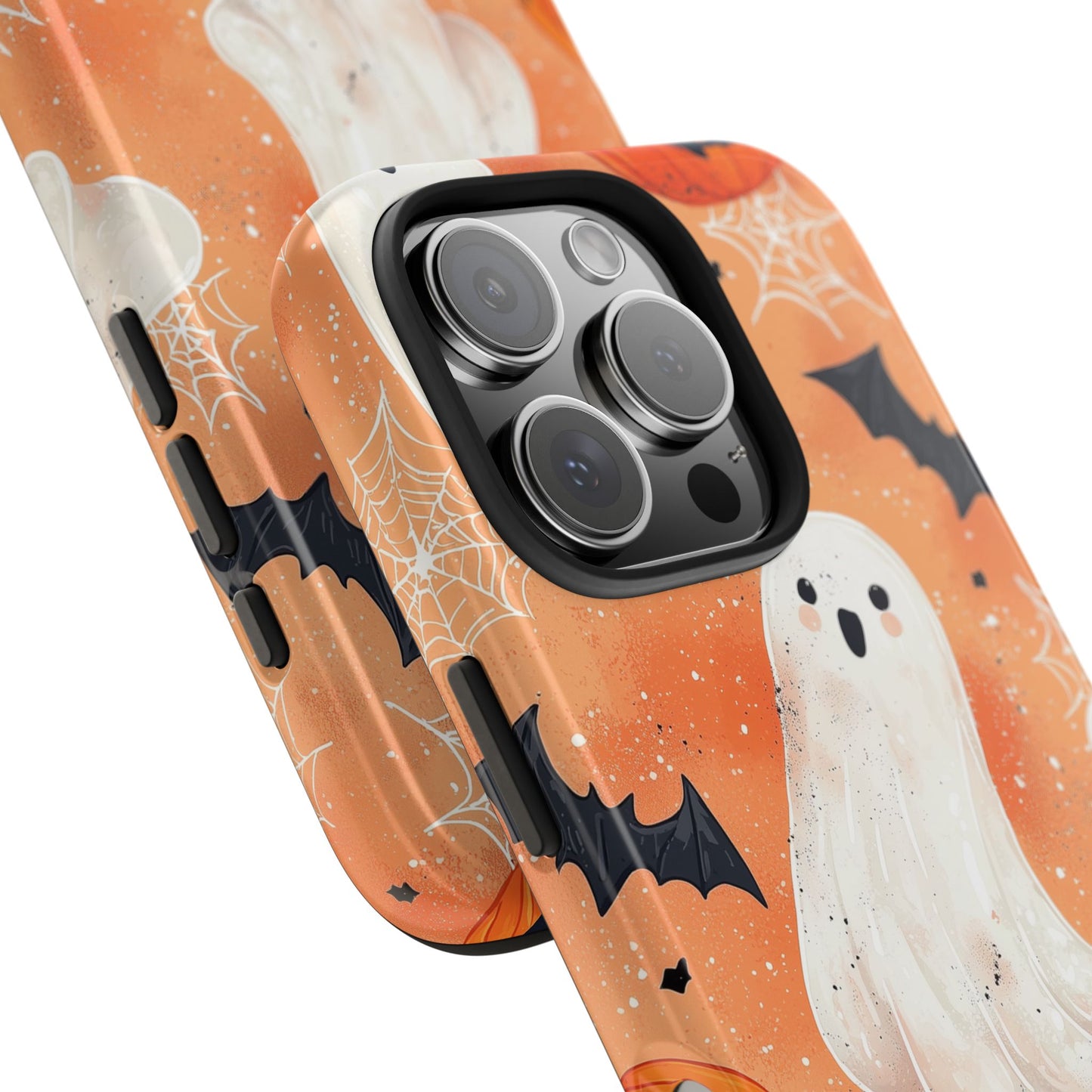 Spooky Cute Ghost iPhone Case – Halloween Ghosts, Pumpkins, Bats & Cobwebs Design