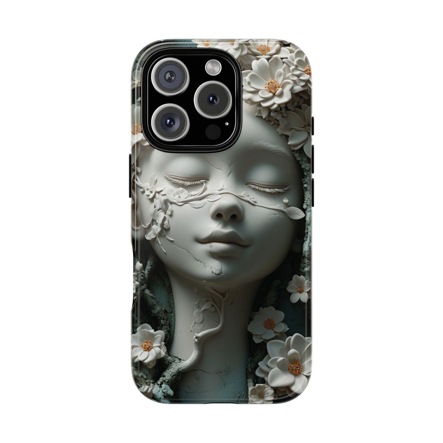 Coquette Statue & Florals Phone Case - Serene Beauty for Your Device - Ethereal Elegance - Marble Princess and Flowers - iPhones and Samsung - BOGO Cases