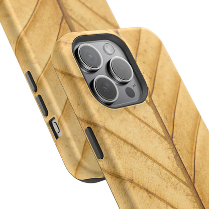 Golden Leaf Texture MagSafe Case – Minimal Nature Design