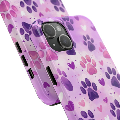 Purple Paw Print iPhone Case - Cute Pet-Themed Protective Cover