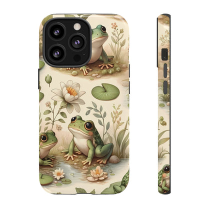 Cute Frogs Phone Case - Pond Pals Frolic - Charming Frog Lily Pad Phone Case for iPhone, Google & Samsung! Great Gift For Any Frog Lover!