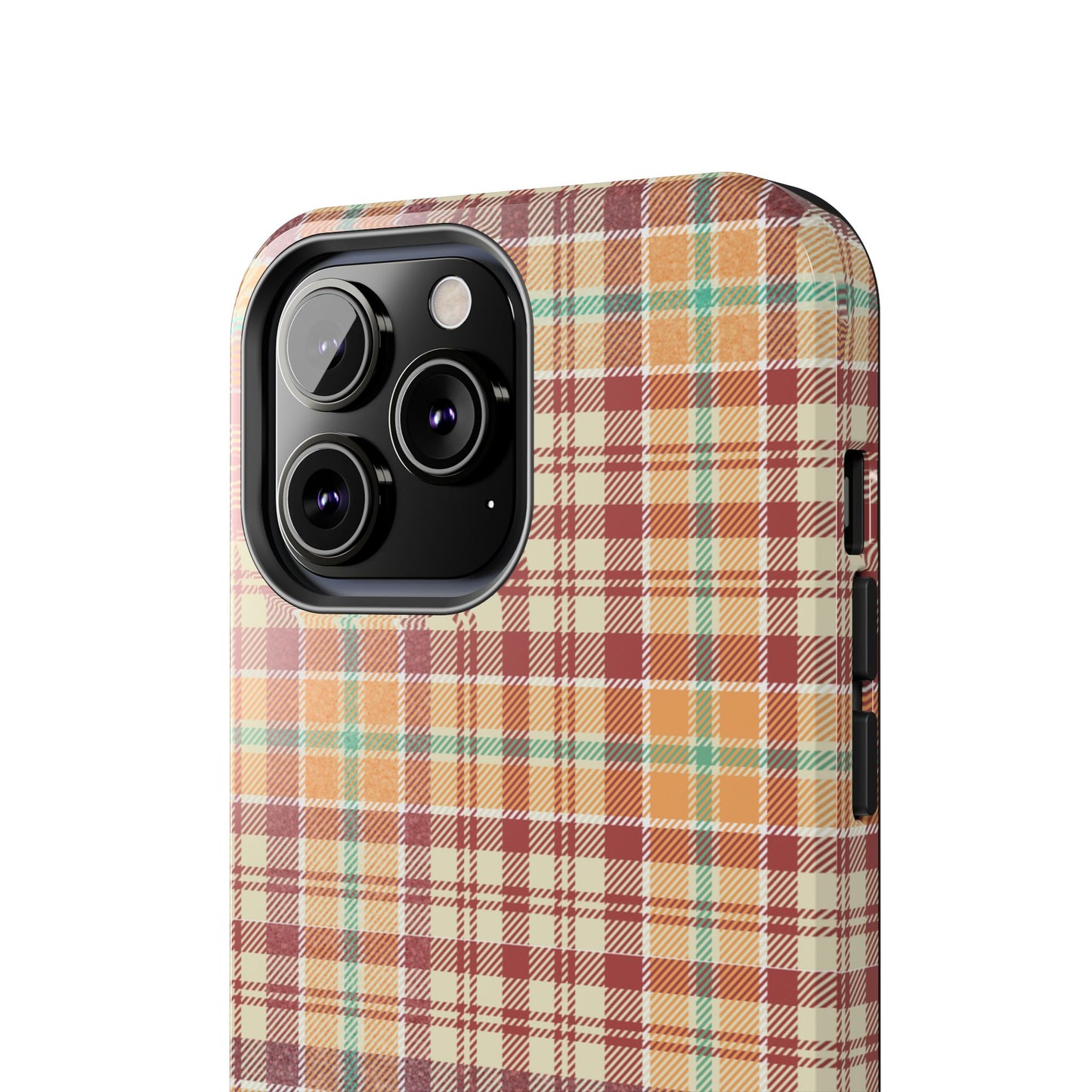 Retro Chic Plaid iPhone Case in Red, Orange, Green & Cream – Classic Vintage Style