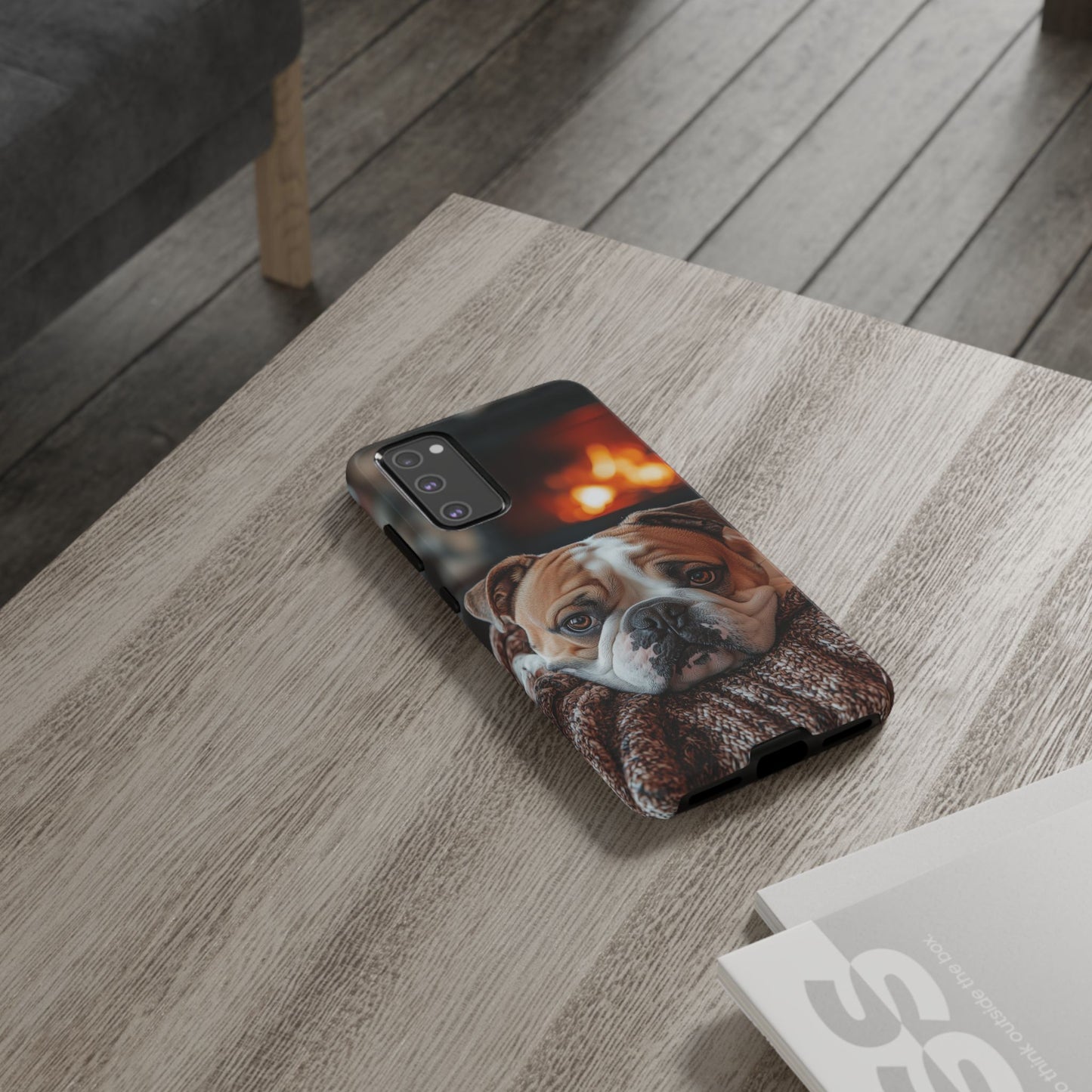 Cozy Bulldog Samsung Galaxy Case – Fireside-Inspired Protective Cover