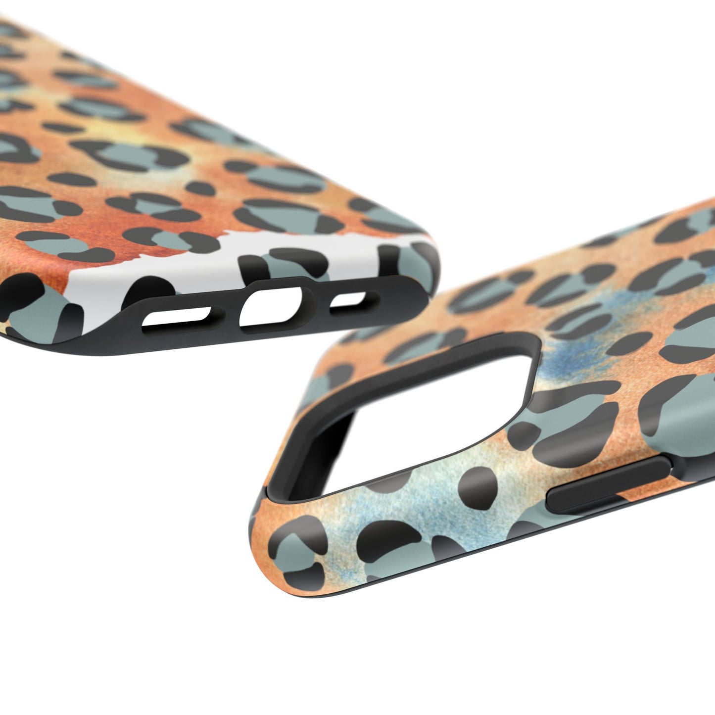 Sunset Watercolor Leopard Print Tough MagSafe iPhone Case – Artistic Animal Pattern with Dual-Layer Protection