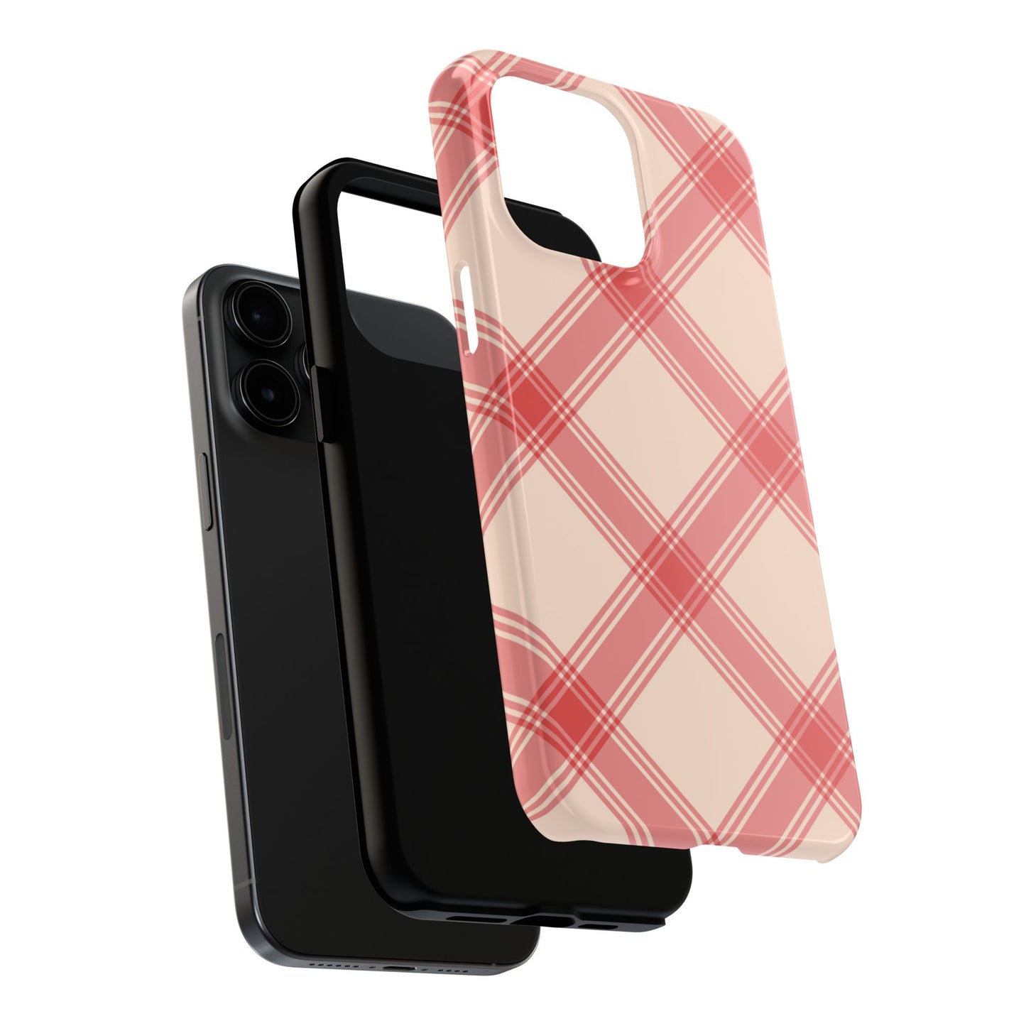 Soft Peachy Red Plaid iPhone Case