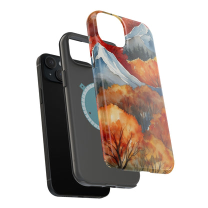 Autumn Mountain Forest Watercolor - MagSafe iPhone Case