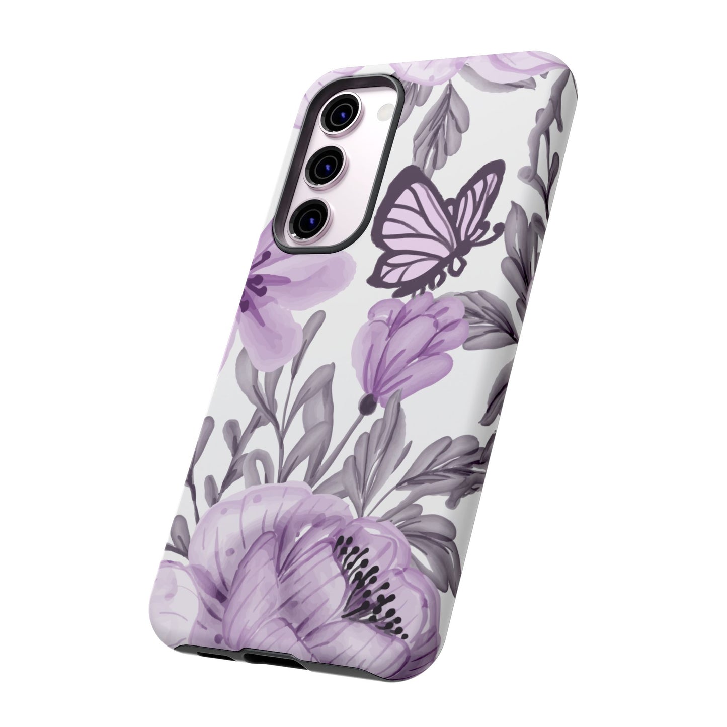 Lavender Bloom Butterfly Samsung Galaxy Case – Delicate Floral Design with Watercolor Details