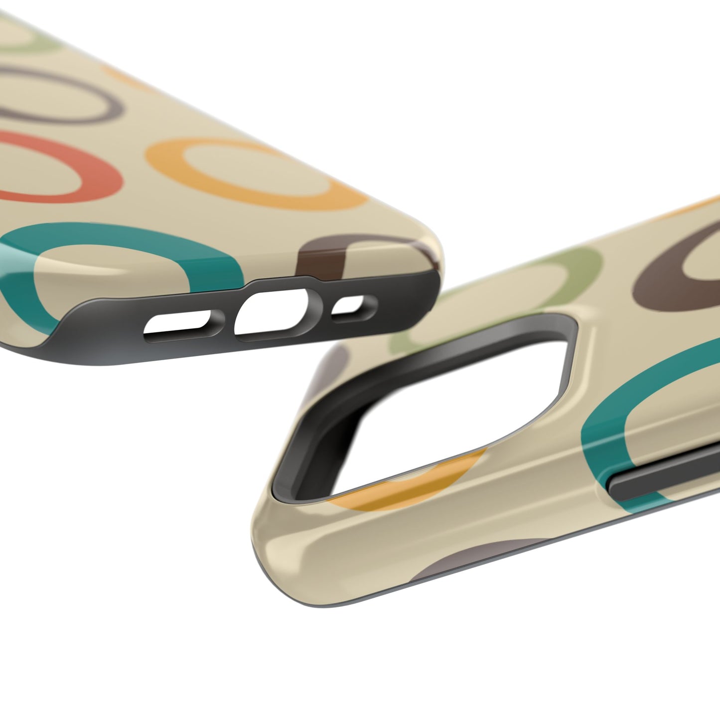 Retro Colorful Rings MagSafe iPhone Case – Shockproof, Matte Finish, Dual-Layer Protection