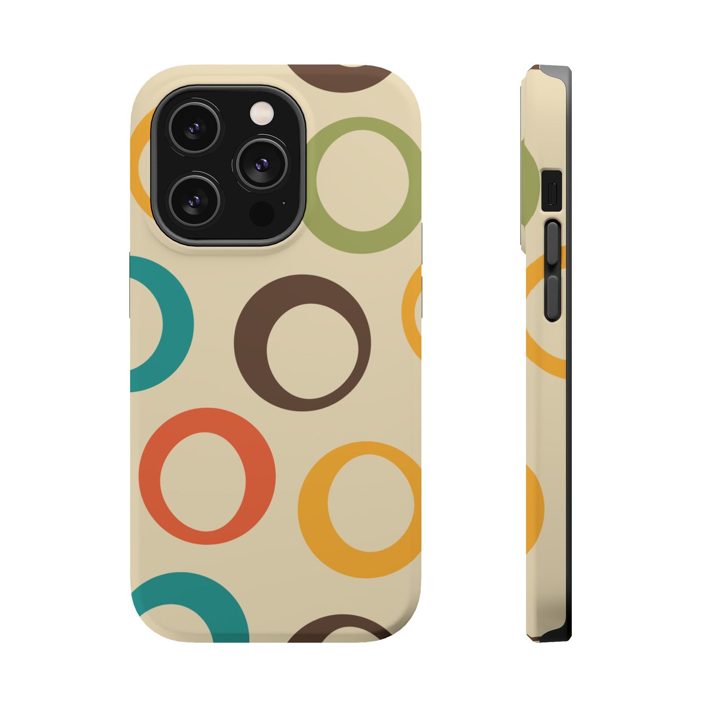 Retro Colorful Rings MagSafe iPhone Case – Shockproof, Matte Finish, Dual-Layer Protection