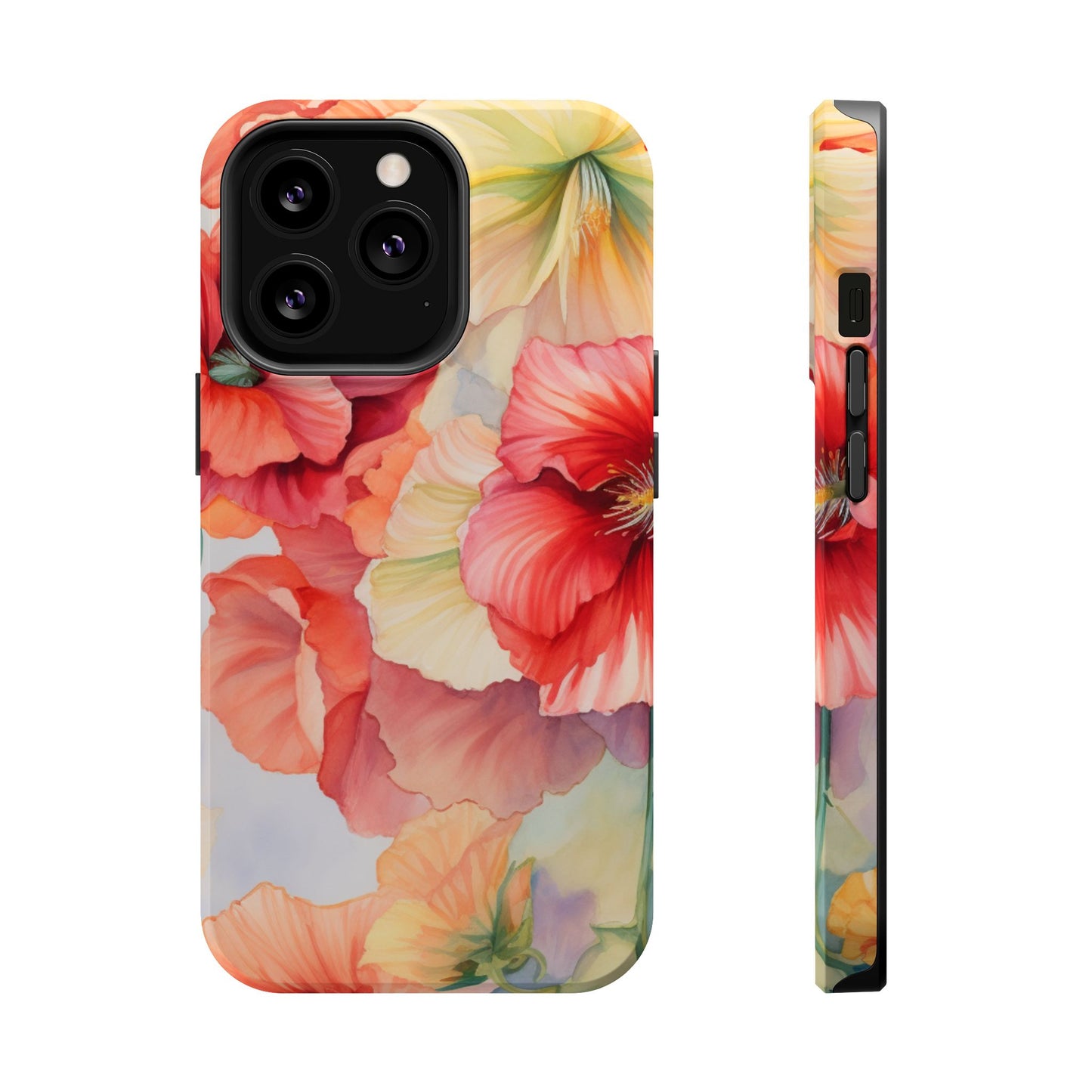 Gumamela Blush Pink Watercolor Floral – MagSafe Compatible iPhone Case