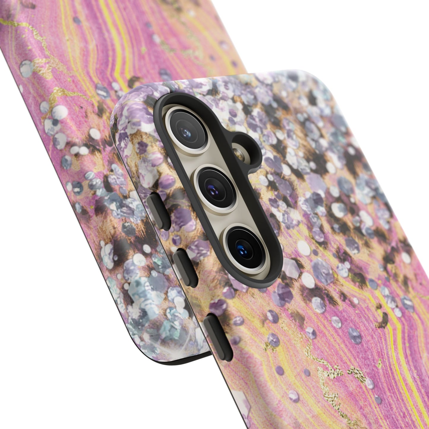 Crystal Glam Leopard - Samsung Galaxy Series Case with Glitter and Gem Accents