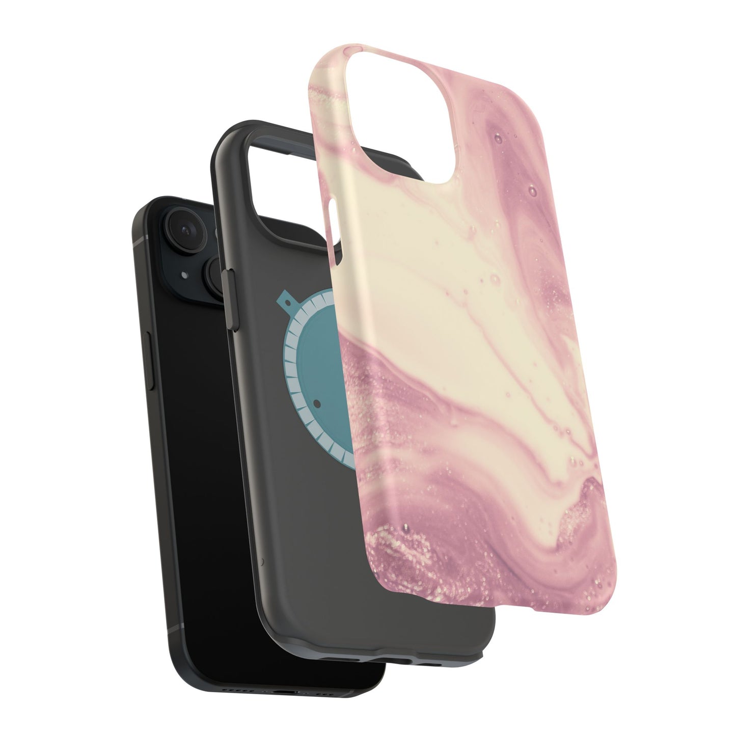 Blush Marble Glow – MagSafe Case with Pink & Rose Gold Marble Design