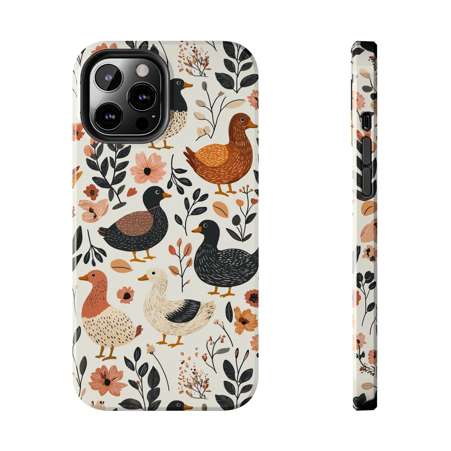 Farm Duck & Flowers iPhone Case – Vintage Floral Design