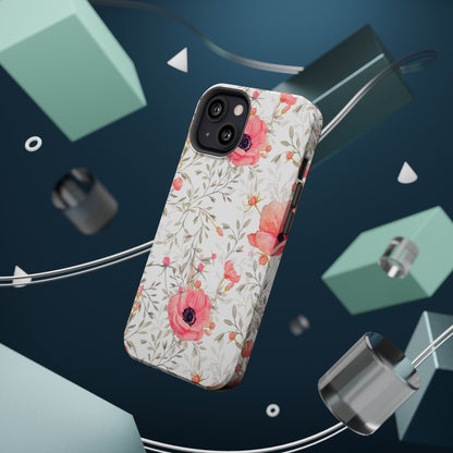 Pink Floral Watercolor MagSafe iPhone Case – Elegant Blossom Design with Magnetic Compatibility