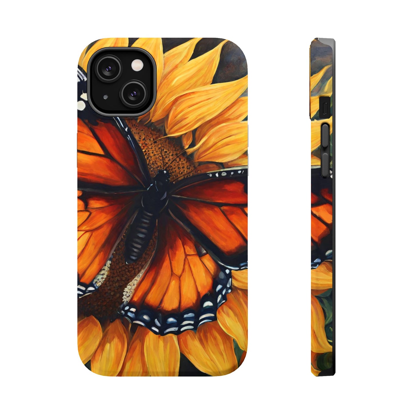 Monarch Butterfly & Sunflower Art – MagSafe iPhone Case