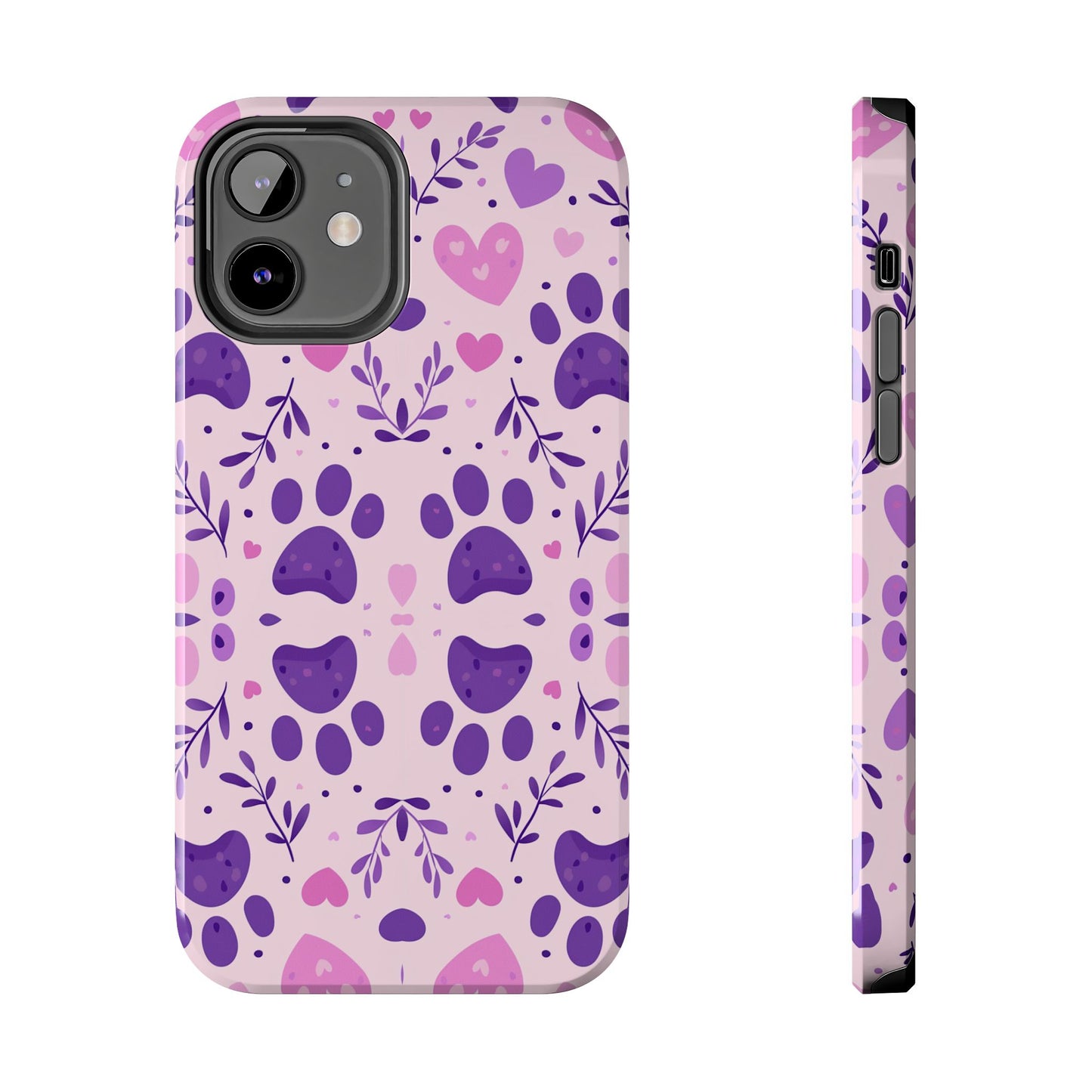 Pastel Paw Print iPhone Case - Cute Pet-Themed Floral Protective Cover