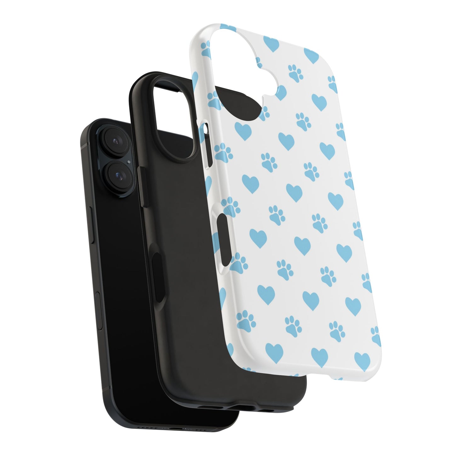 Blue Paw Prints & Hearts – Adorable and Durable iPhone Case for Pet Lovers