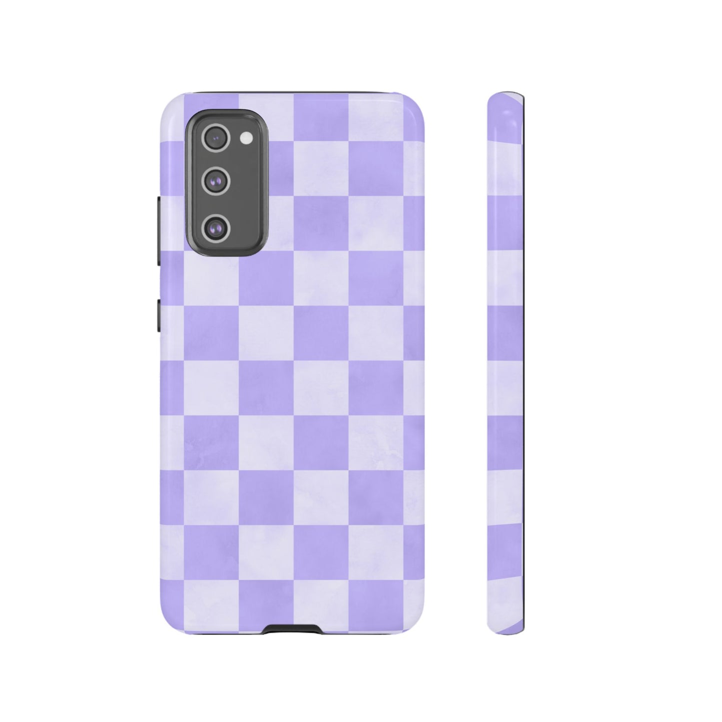 Lavender Checkerboard Samsung Galaxy Case – Shockproof, Smooth Matte Finish, Dual-Layer Design