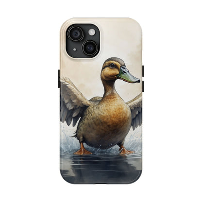 Graceful Duck in Watercolor Scene - iPhone Case