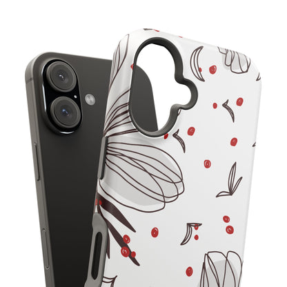 Minimalist Line Art Floral Tough MagSafe iPhone Case – Bold Red and Black Design, Shockproof Protection