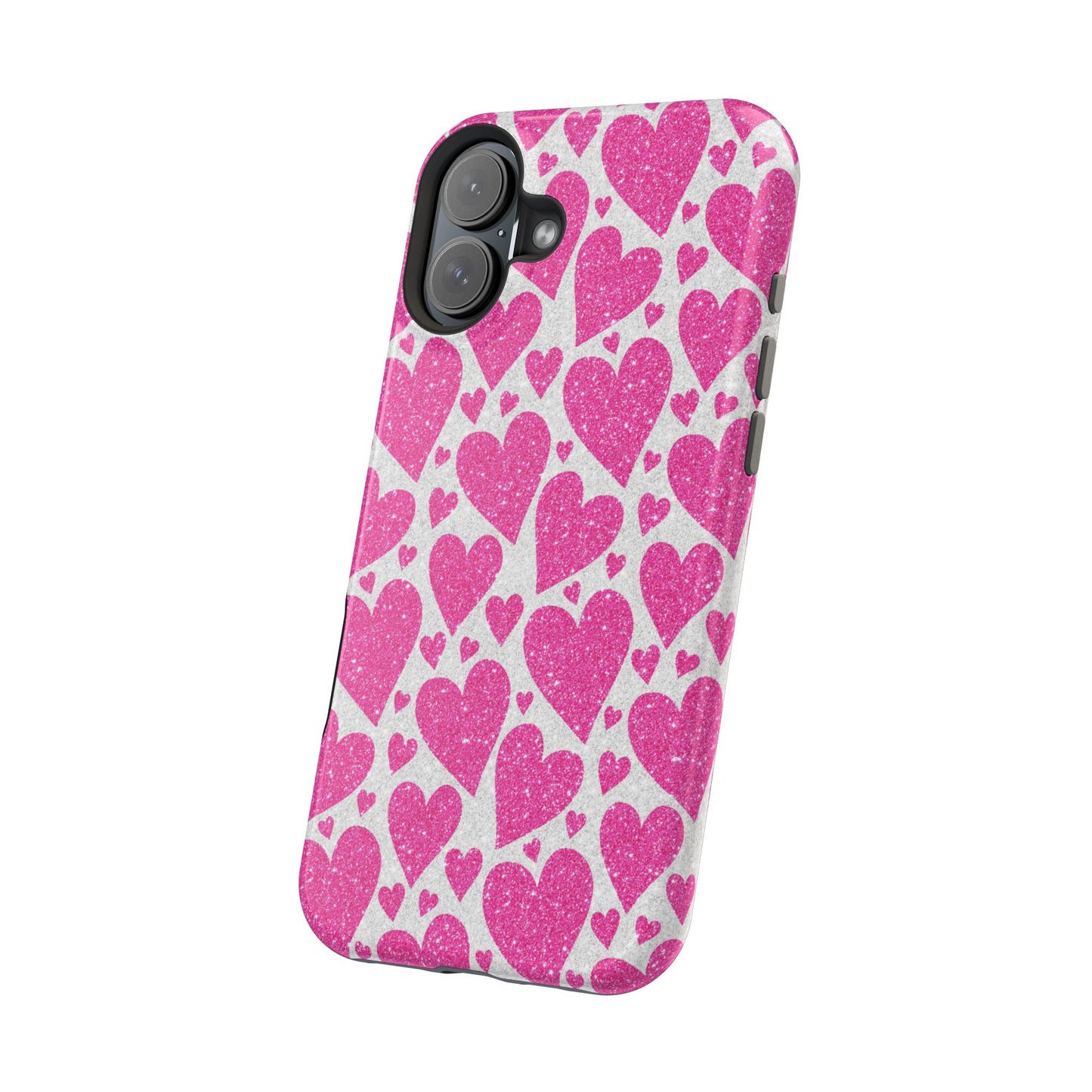 Pink Glitter Hearts Pattern MagSafe Case