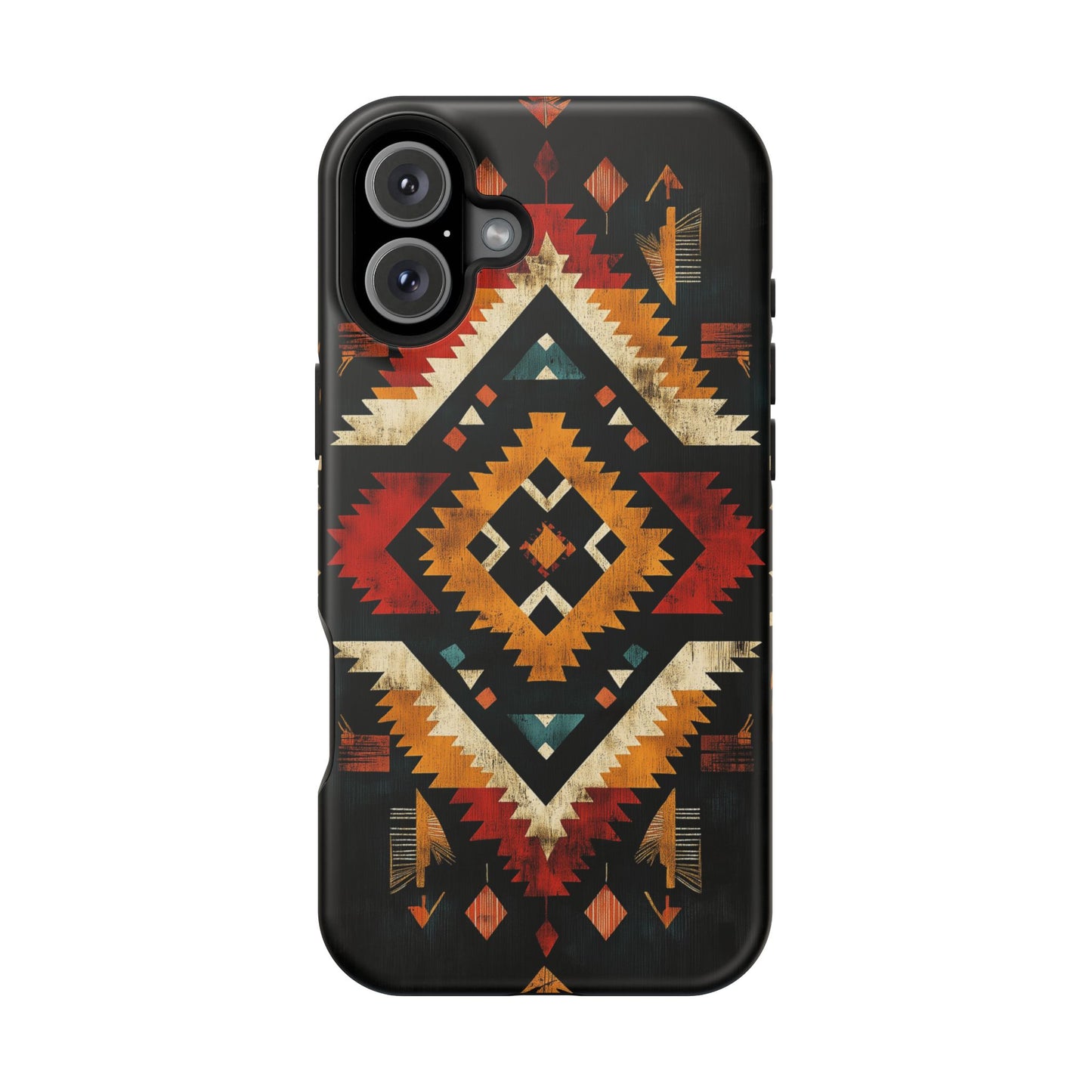 Southwestern Tribal Diamond Tough MagSafe iPhone Case – Bold Geometric Pattern, Dual-Layer Protection