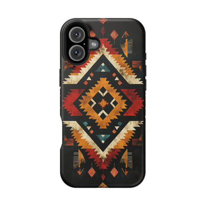 Southwestern Tribal Diamond Tough MagSafe iPhone Case – Bold Geometric Pattern, Dual-Layer Protection