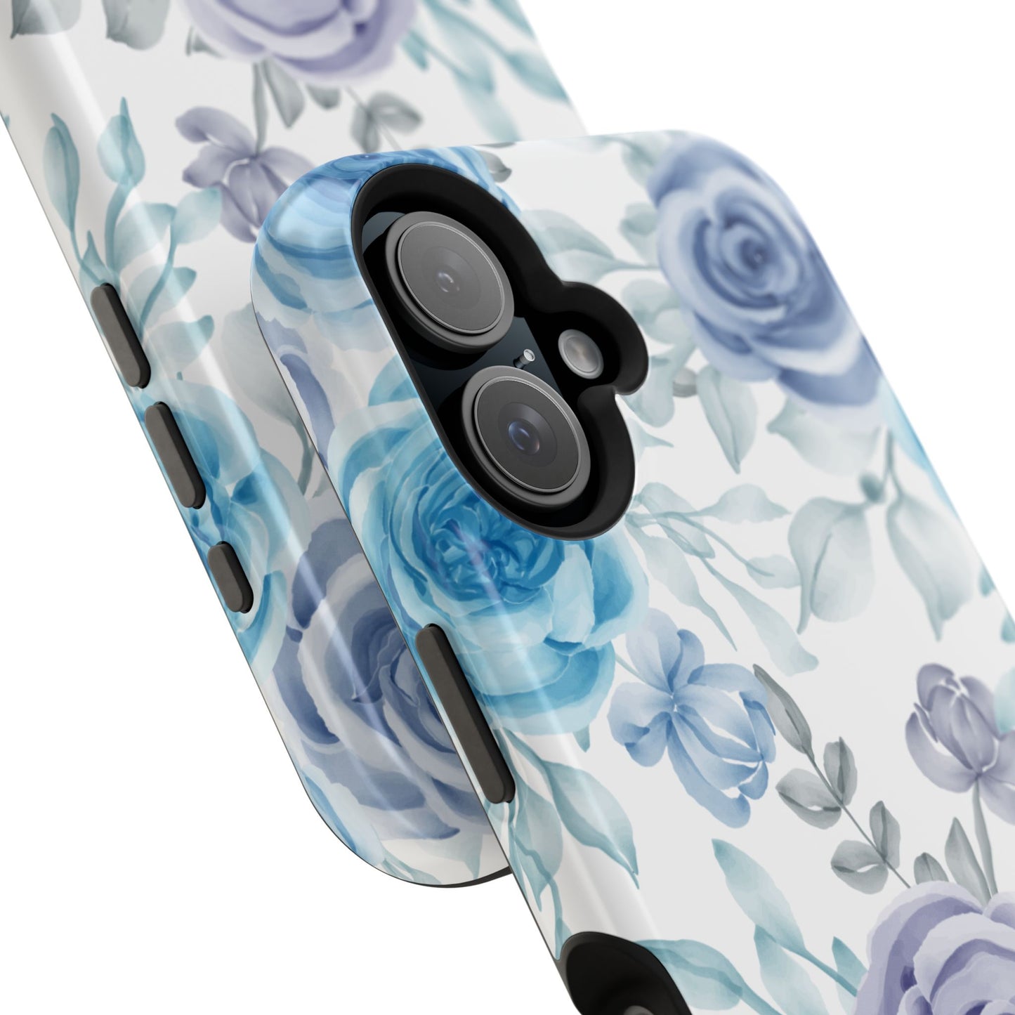 Elegant Blue & Violet Roses MagSafe Case – Artistic Floral Protection with Magnetic Charging Compatibility