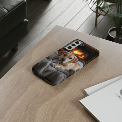 Cozy Golden Retriever by the Fireplace - Samsung Galaxy Case