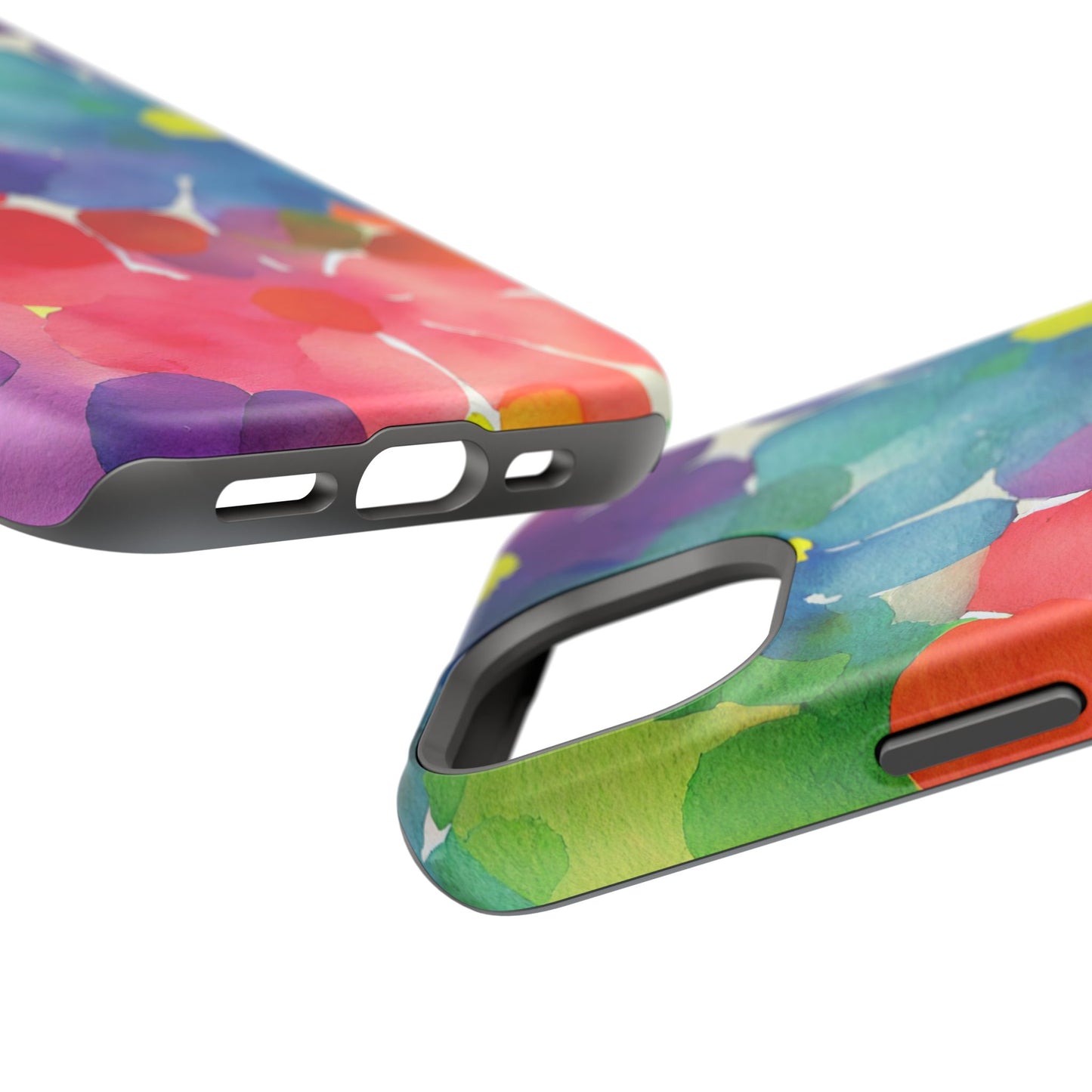 Rainbow Bloom Watercolor MagSafe iPhone Case – Slim Design, Glossy Finish