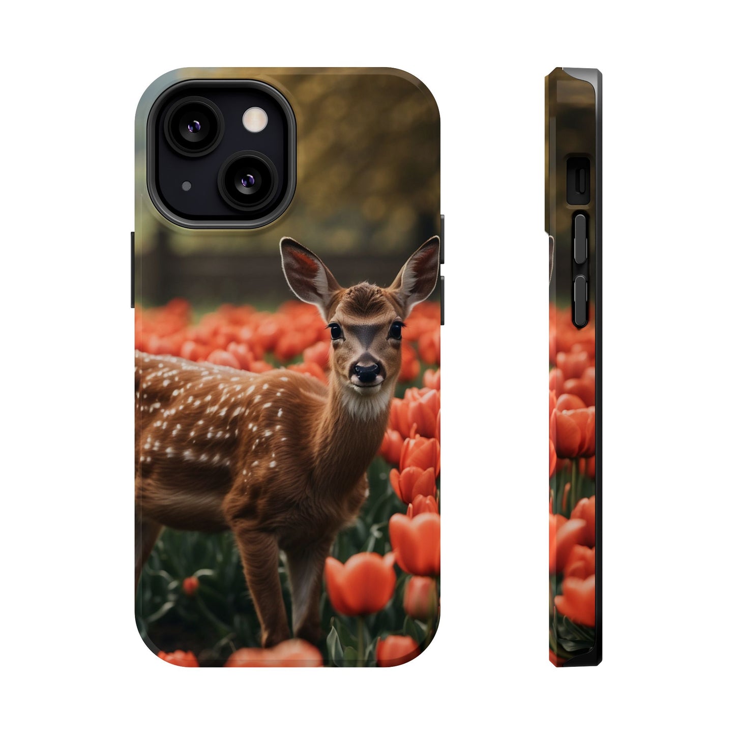 Fawn Among Tulips MagSafe iPhone Case